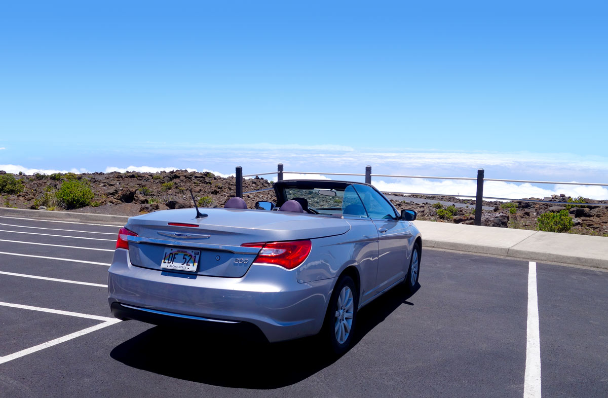 Chrysler 200 Convertible parked at the top of Haleakala on Maui