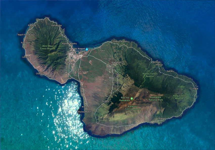 Aerial view of Maui